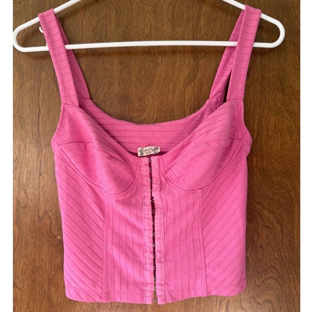 Free People sz S Intimately Serenity Pink Sweetheart Corset Layering Romantic - Picture 6 of 10
